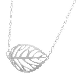 New Leaf Silhouette Necklace Solid Sterling Silver